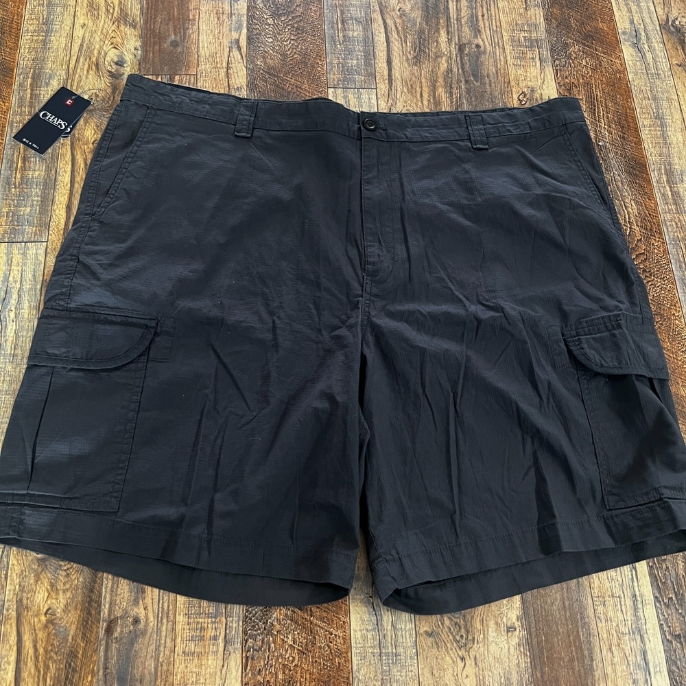 Chaps Mens Shorts Cotton Ripstop Cargo Black Casual‎ Outdoor Utility Size 48